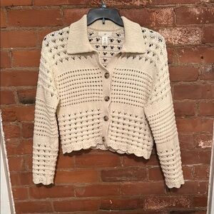 H&M Beige Knit Button-Up Women's Sweater